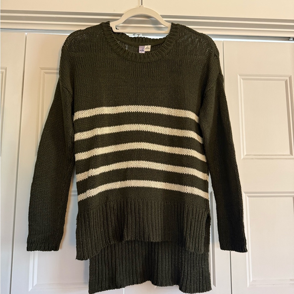 Francesca's Collections Olive and Cream Striped Sweater